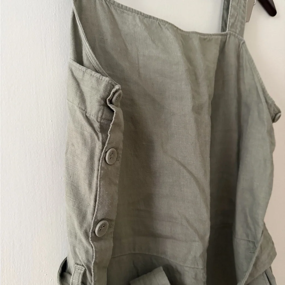 Everlane The Linen Side Button Jumpsuit Size 6 Sage Green - Picture 5 of 7
